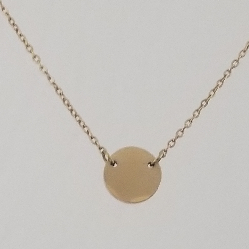 Circle Disc Charm Gold Color Necklace